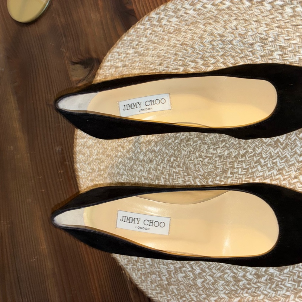 Jimmy Choo Black Suede Pointed-Toe Pumps
